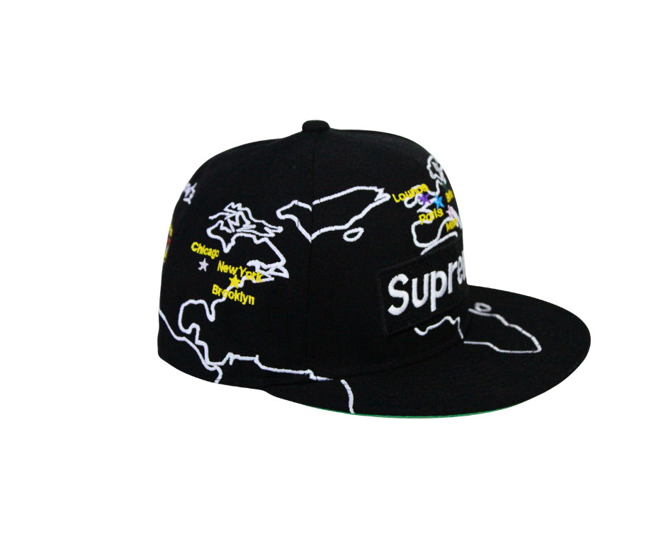 Gorra Supreme World Map Negra con Mapa Mundial