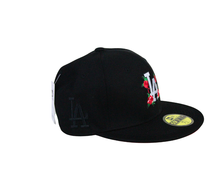 Gorra New Era LA Dodgers Negra con Rosas Rojas Floral