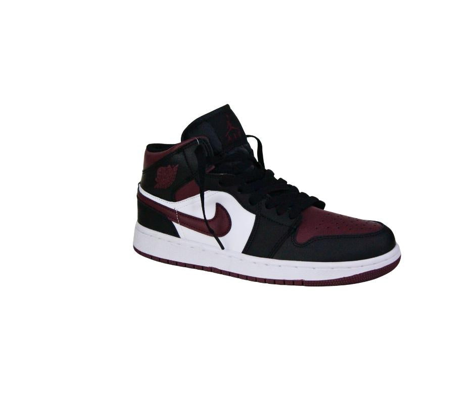Air Jordan 1 Mid Blanco Negro Vino - Zapatillas Basketball
