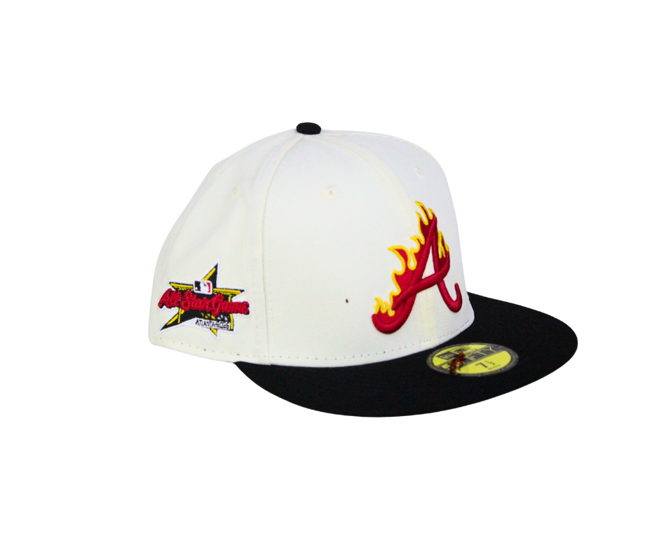 Gorra New Era Atlanta Braves Blanca con Logo en Llamas