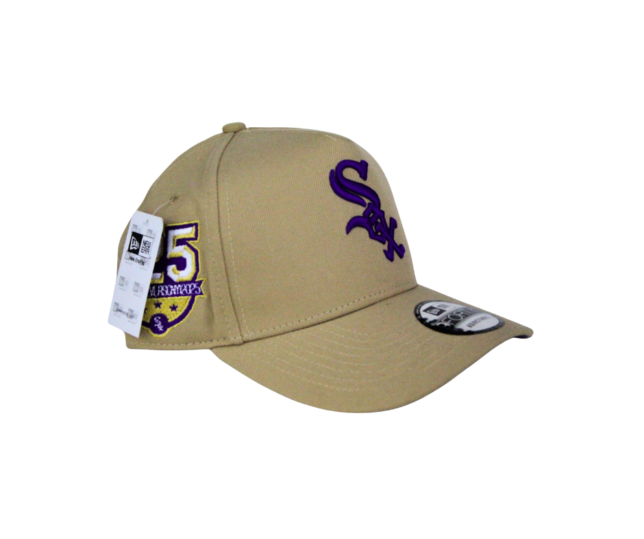 Gorra New Era Chicago White Sox Beige 5 Championships Morado